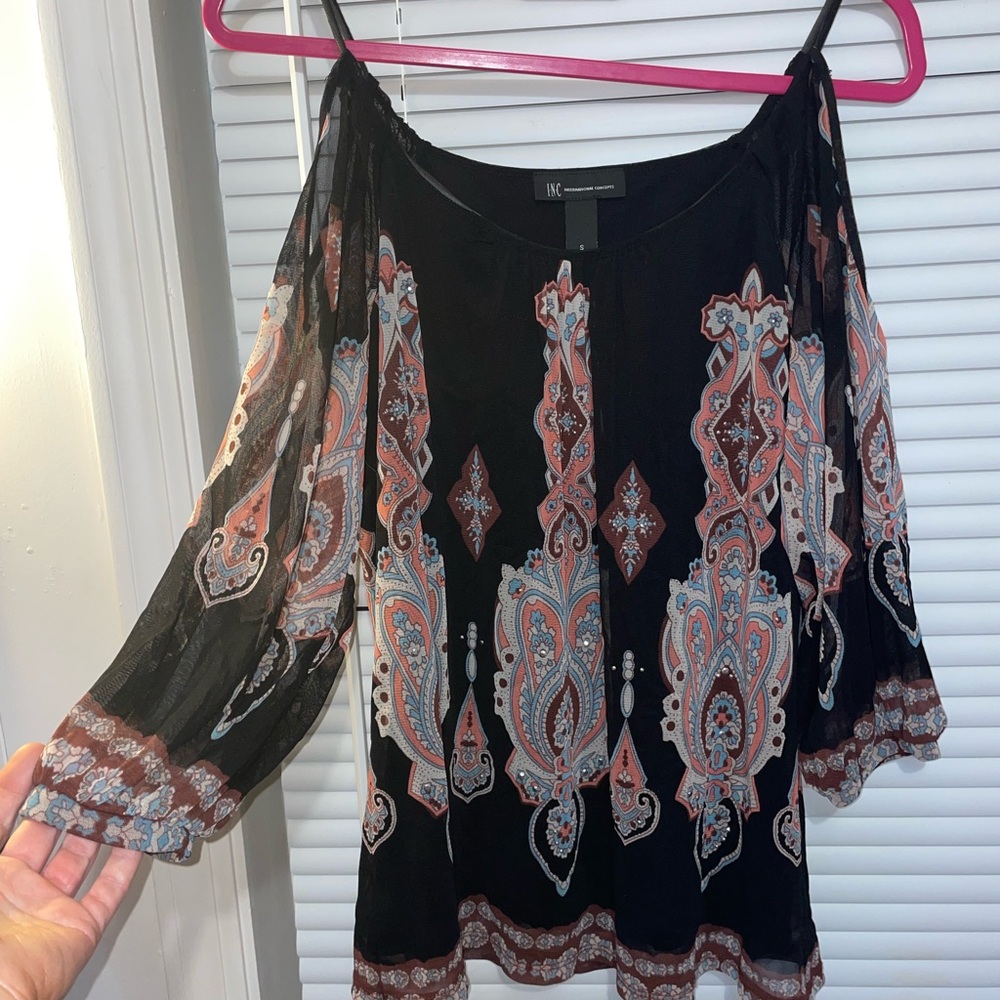 INC International Concepts Black Off-the-Shoulder Blouse